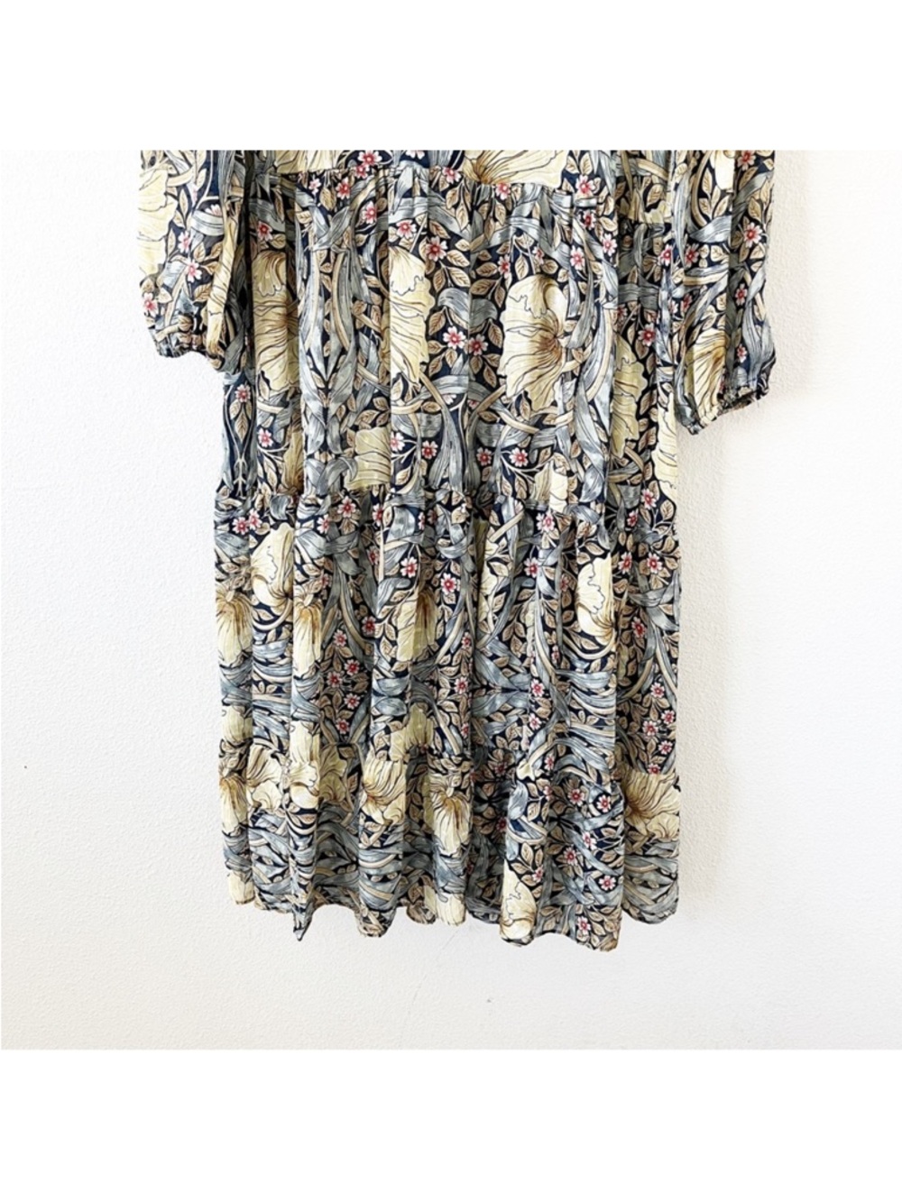 Morris & Co x H&M Sheer Bohemian Flowy Tiered Midi Dress Sz 8/Medium - Picture 9 of 10